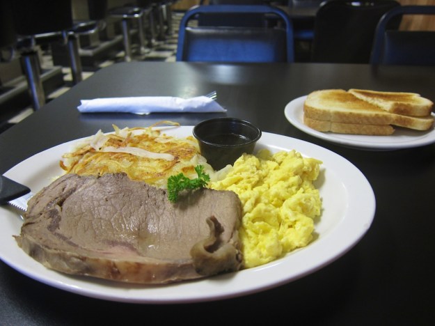 Succulent prime rib and eggs at J's Prairie Rose Cafe, Laramie Wyoming