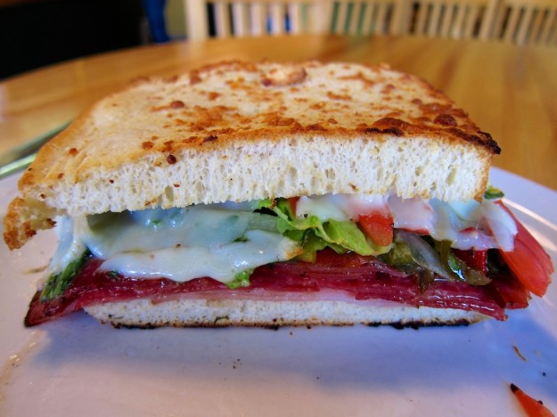 Tons of Italian meats on this calzone at Carelli's Pizza & Pasta