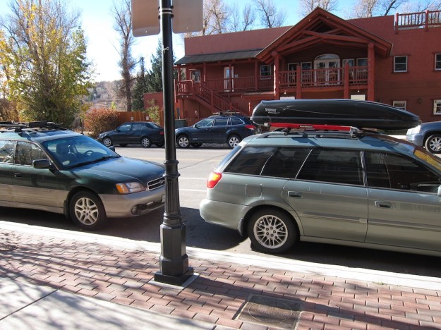 The emblem of outdoor, active Colorado: the Subaru wagon