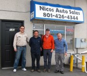 My new friends (from left) Moses, Gaston and his father-in-law