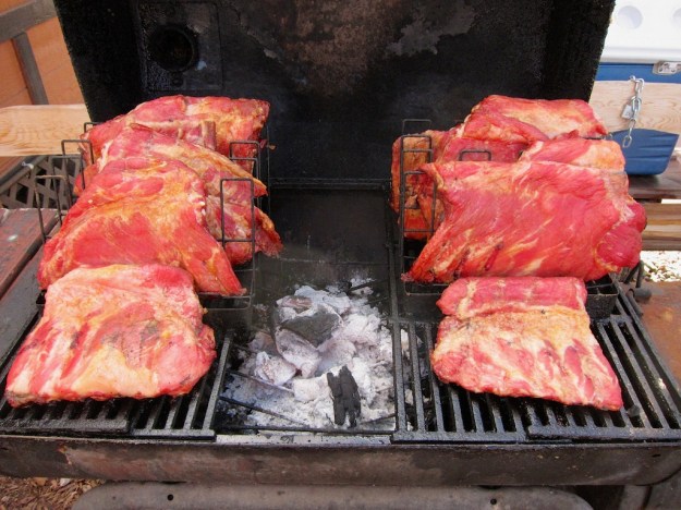 The ribs are just starting to slow cook at Spero's House of Barbecue in Malad City, Idaho