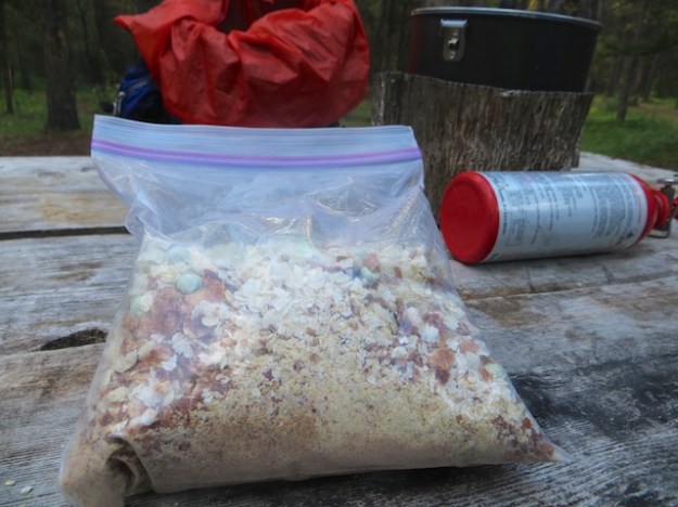 By contrast, here's my instant black bean supper ingredients, ready to be boiled and served