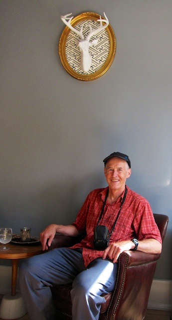 Enjoying a fabulous Americano at Moore Coffee Shop in downtown Seattle