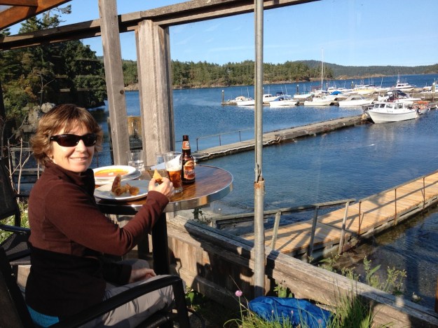 Hard to beat this harbour view at Smokin Tuna Cafe in Sooke, B.C.