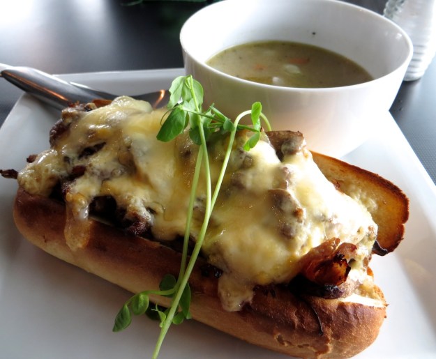 A fine prime-rib melt with turkey soup at Sublime Food and Wine