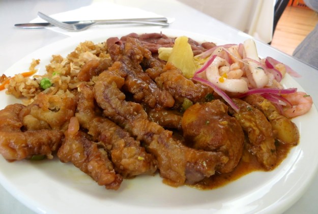 The usual overflowing buffet plate