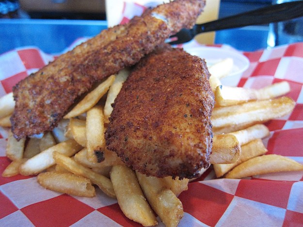 The cod fish and chips are thin, crispy and tasty