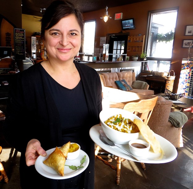 Co-owner Dawn Donald delivers an excellent Burmese chicken curry and samosa at Junction House Cafe