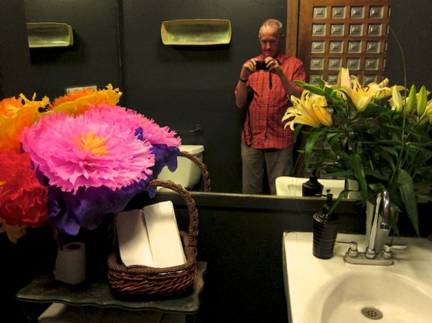 This being Santa Fe, is there any surprise that this bathroom at Tune-Up Cafe is artsy?