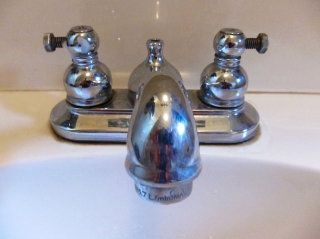 Creative bathroom taps, though a little fiddly with wet fingers