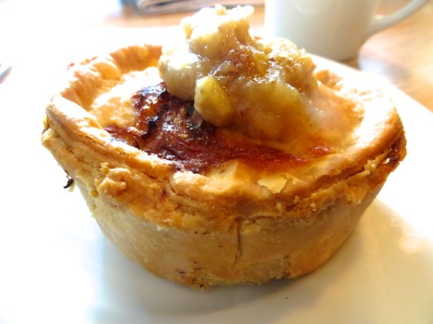 A pulled pork and apple pot pie goes down nicely with a coffee