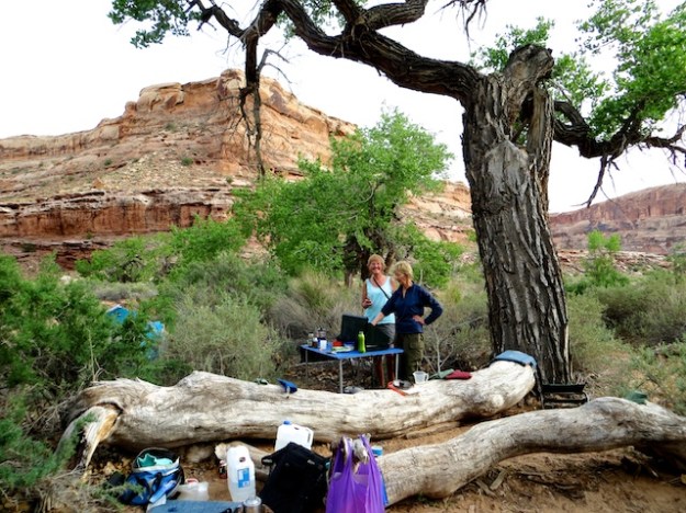 Pretty luxurious backcountry camping with a table and propane stove