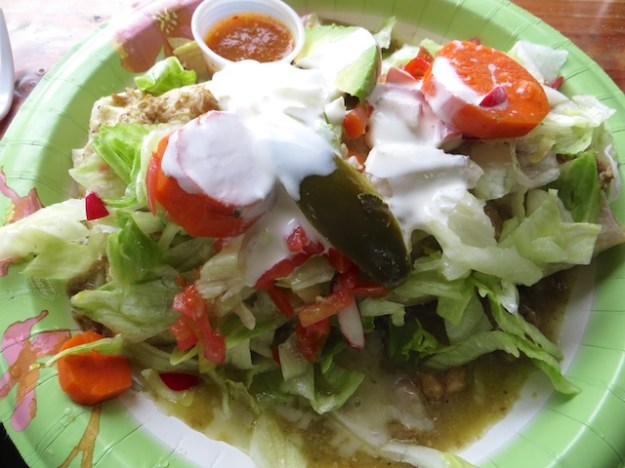 There's a monster burrito verde lurking beneath all that greenery at Fiesta Mexicana