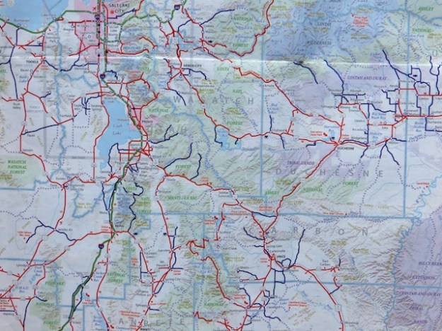 This enlargement makes it more legible, but Utah's road map is hard to decipher