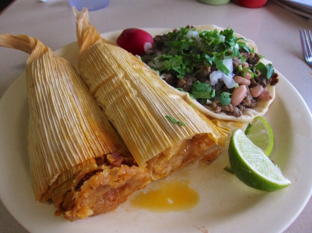 Fabulous red-chile pork tamales at Vuelva a la Vida in Tacoma, Washington