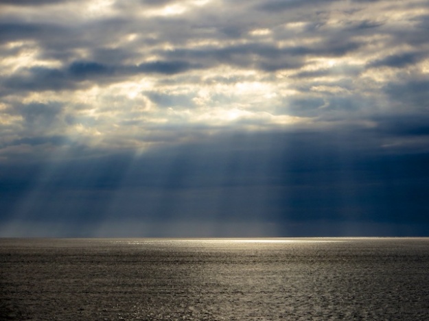 Shafts of sunlight on Georgia Strait from Mayne Island