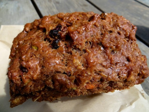 The carrot and coconut muffin is a mini loaf