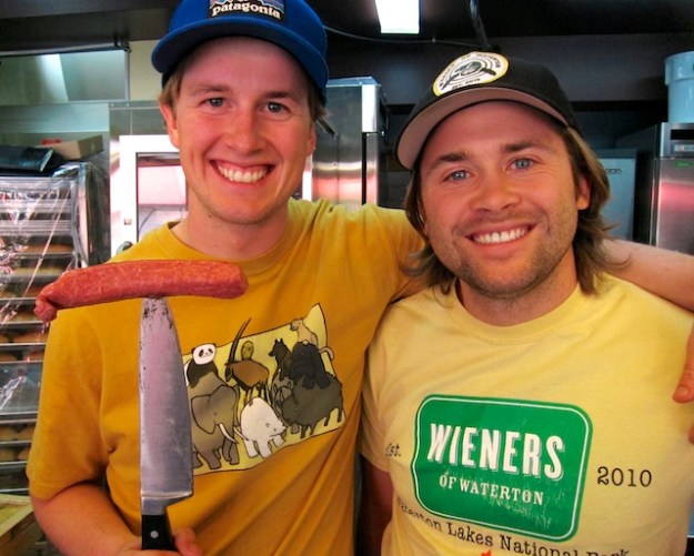 Brothers Jon and Max Low parading the dogs at their Wieners of Waterton