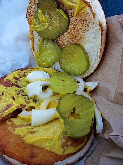 Hope you like mustard on your pork chop sandwich