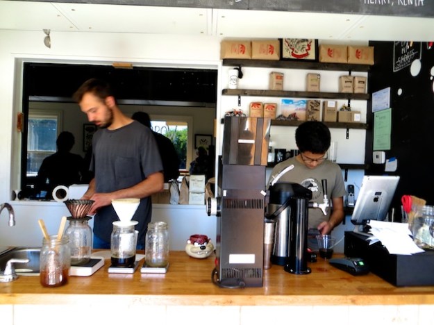 Mason jar pour-overs at tiny Farrow Sandwiches in Edmonton