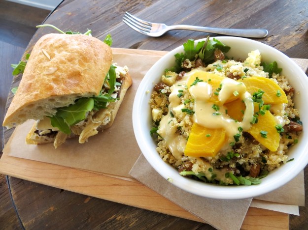 At Canmore's The Range, the house-roasted chicken sandwich and quinoa salad combo are outstanding