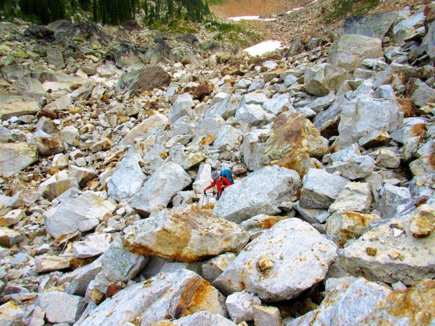 Working up an appetite boulder hopping in Valhalla Provincial Park. Photo: Marg Saul