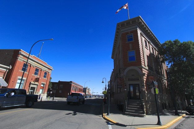 This classic flat-iron building is the showpiece of Lacombe's lovingly restored historic downtown