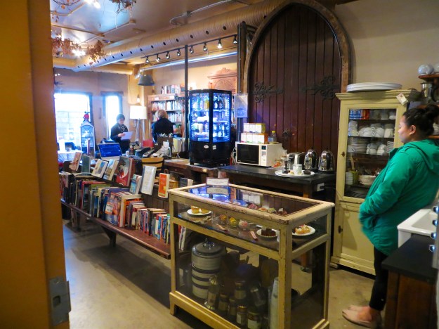 The cafe part of Canmore's Cafe Books is a little station at the back of the bookstore.