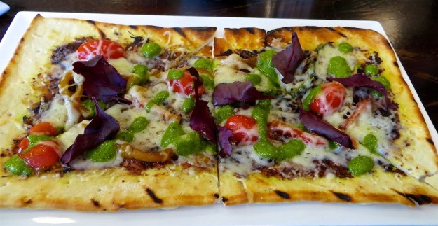 A veggie flatbread is one of the day's lunch specials