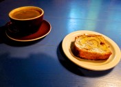 French toast and strong coffee hits the spot at Anjou Bakery near Cashmere, Washington